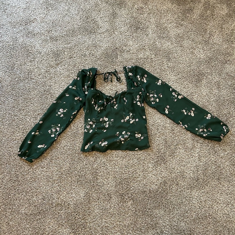 Abercrombie Green Floral Corset Top - S